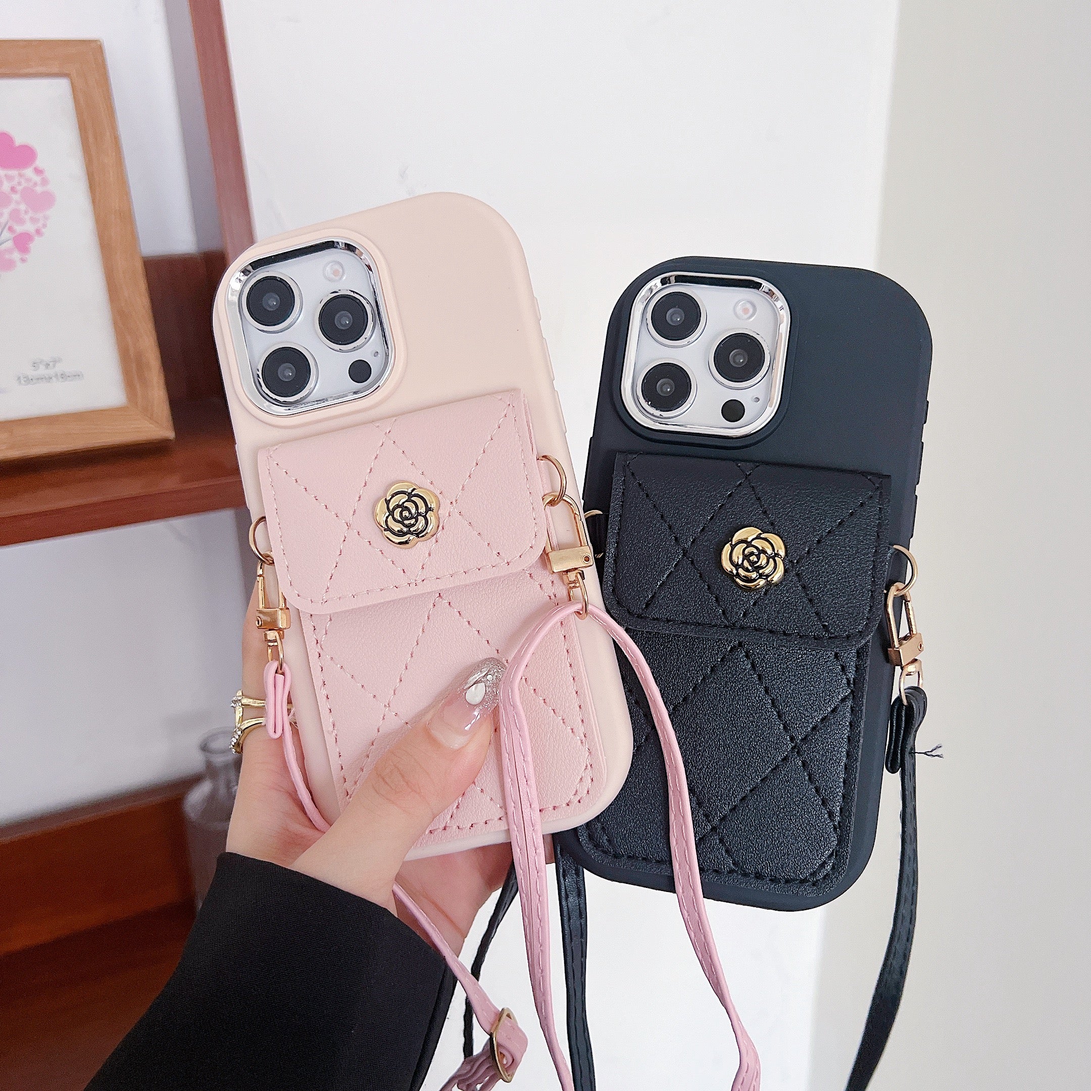Pink Silicon Phone Case With Card-Cash Wallet