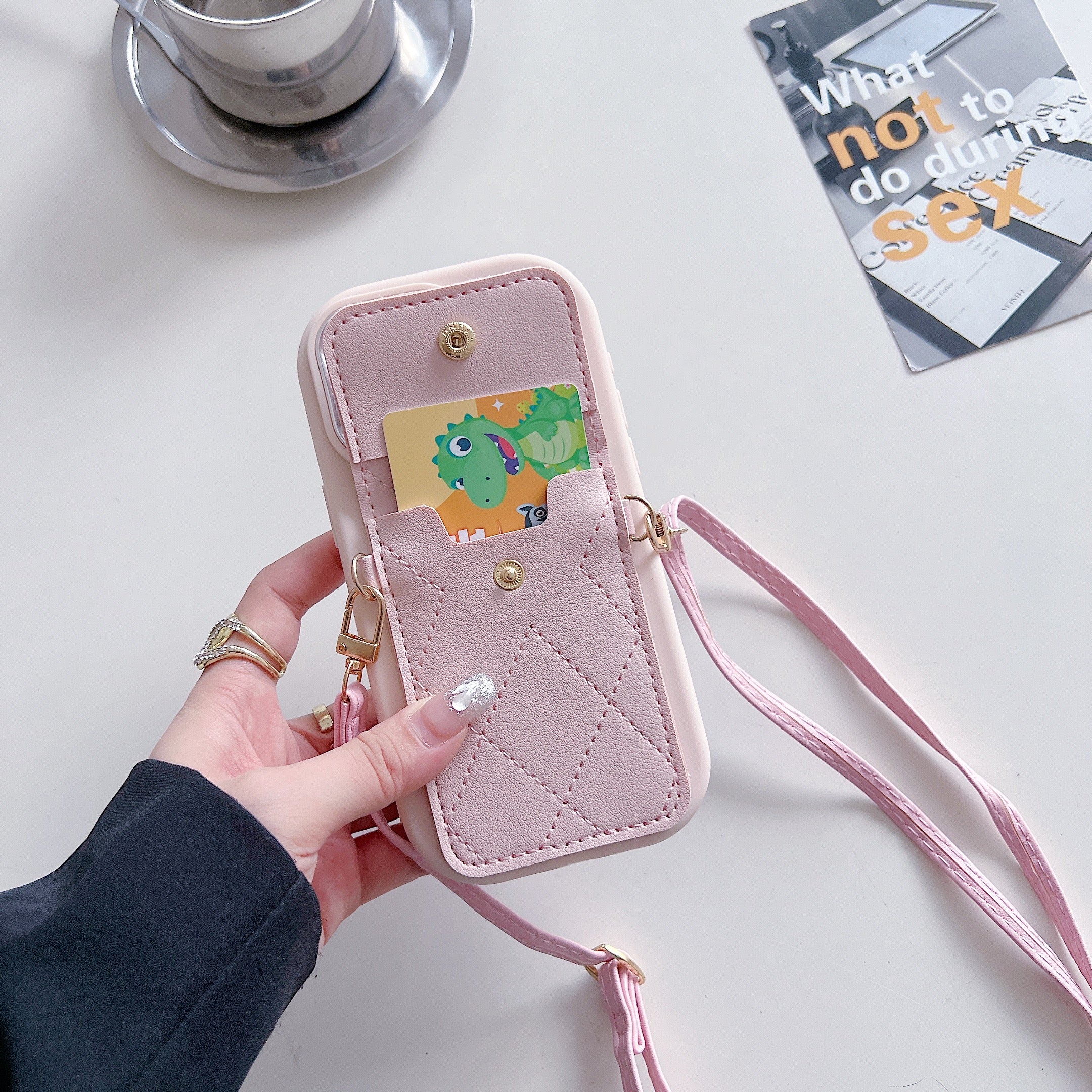 Pink Silicon Phone Case With Card-Cash Wallet