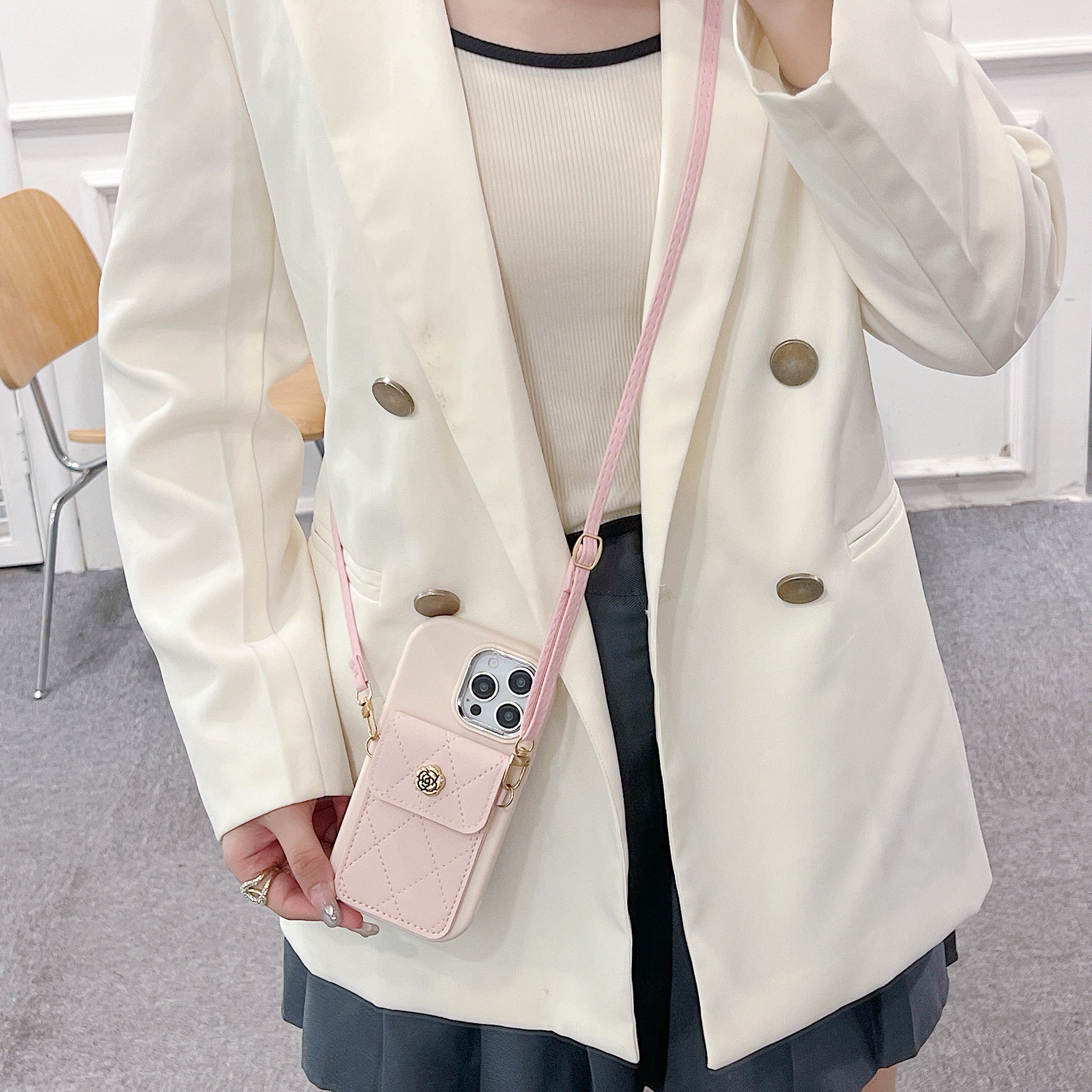 Pink Silicon Phone Case With Card-Cash Wallet