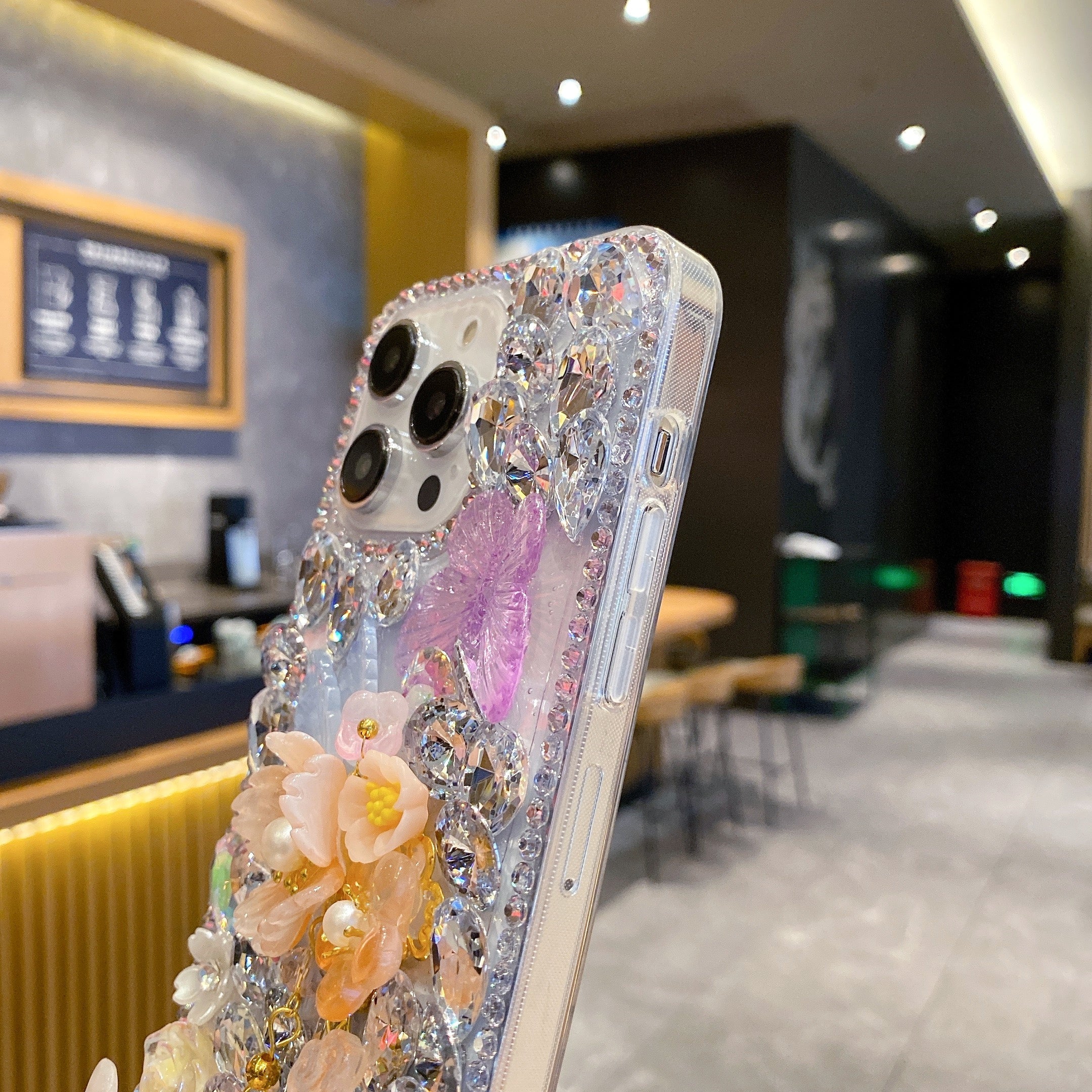Orange Sheal Flower With Pearl Silicon Phone Case