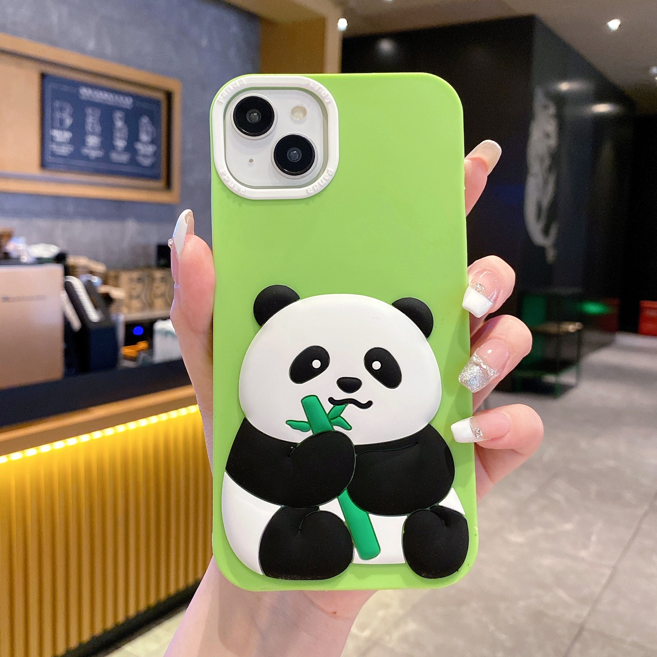 Green Panda With BamBoo Silicon Phone Cases