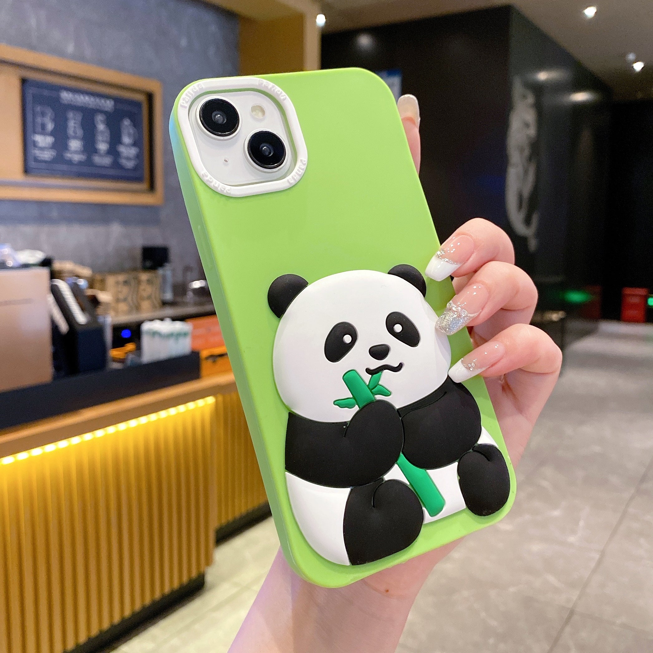 Green Panda With BamBoo Silicon Phone Cases