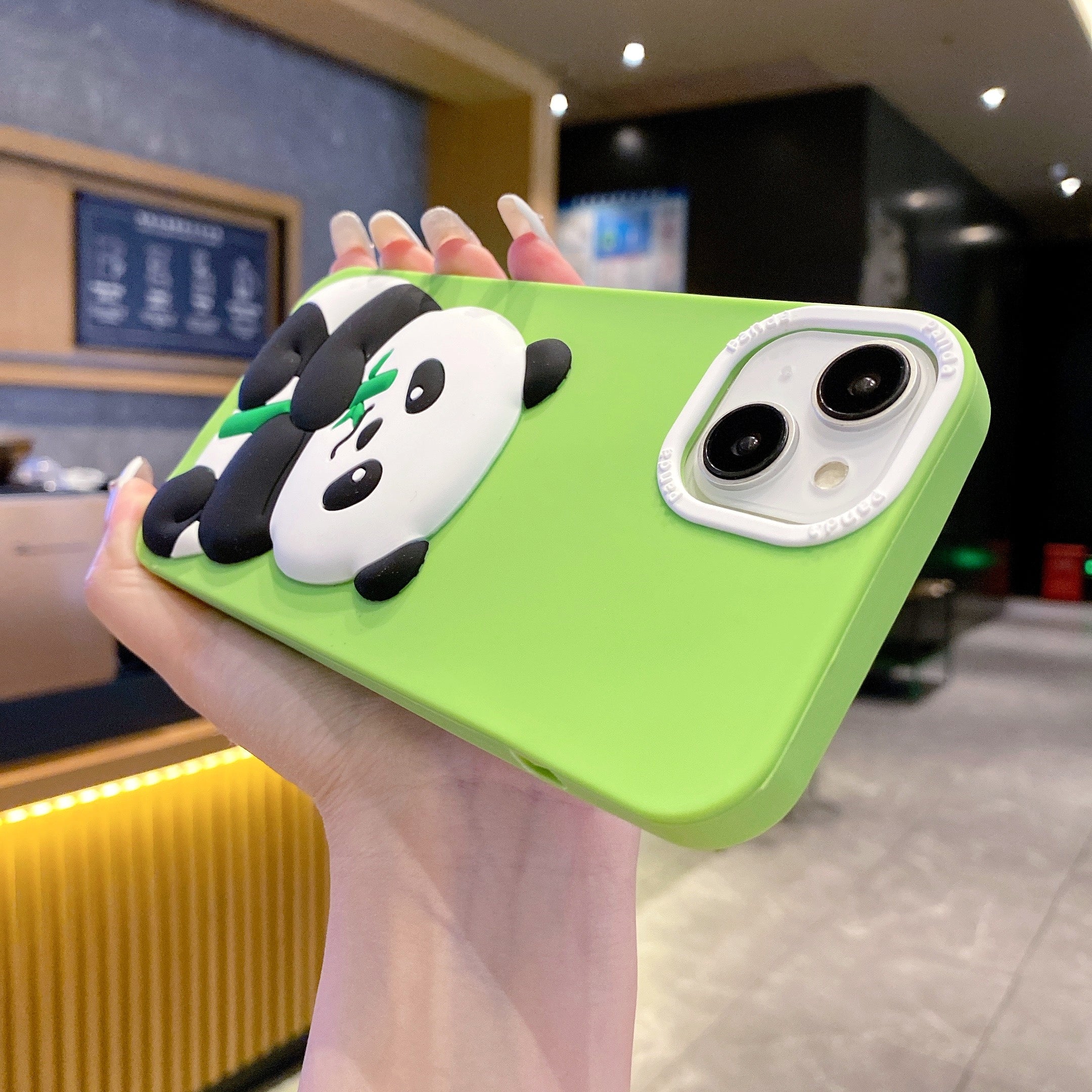 Green Panda With BamBoo Silicon Phone Cases