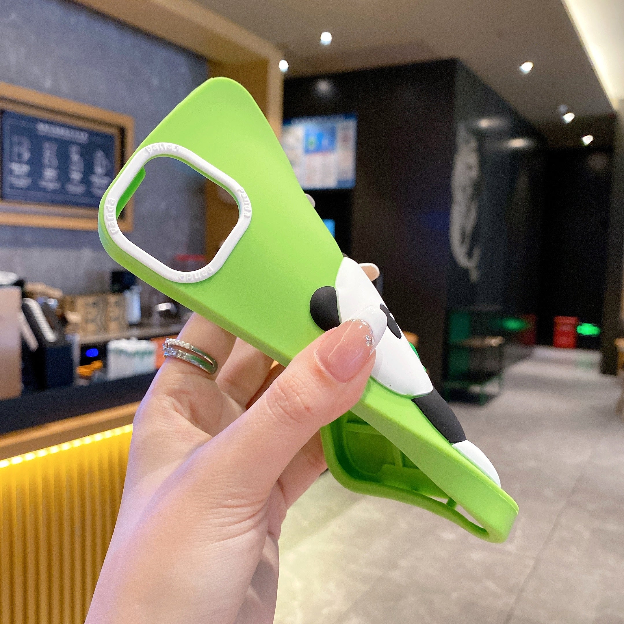 Green Panda With BamBoo Silicon Phone Cases