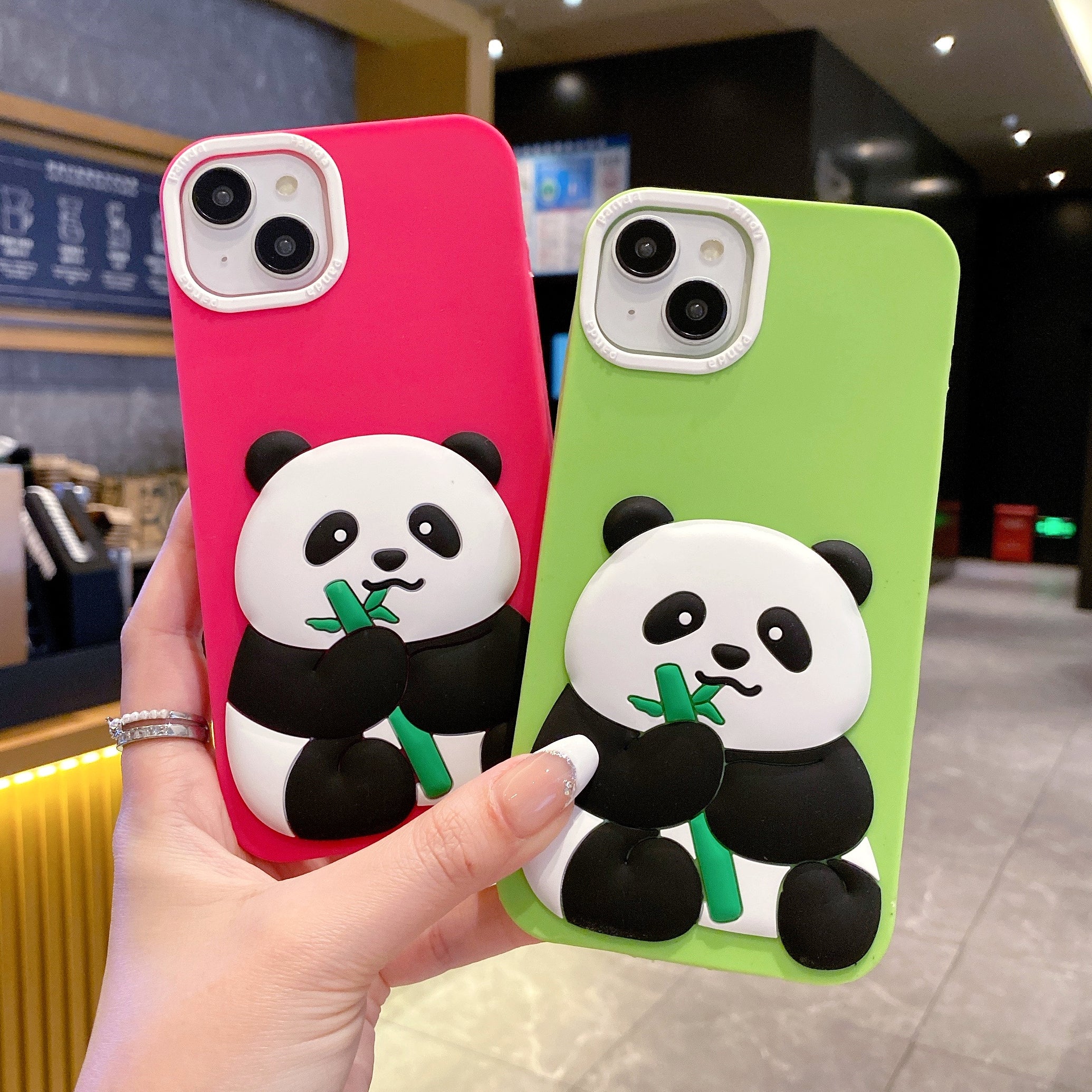 Green Panda With BamBoo Silicon Phone Cases