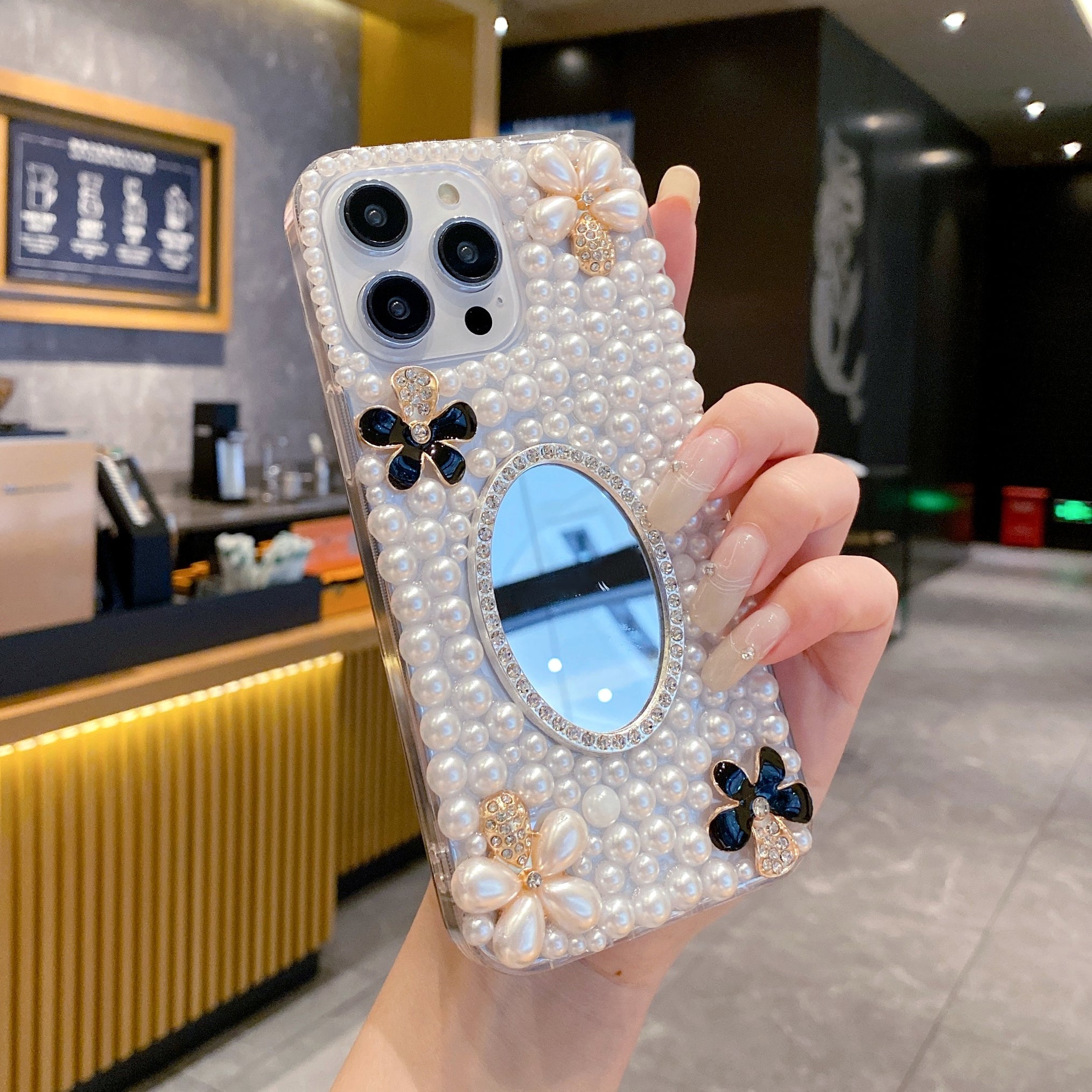 Pearl With Mirror Silicon Phone Case