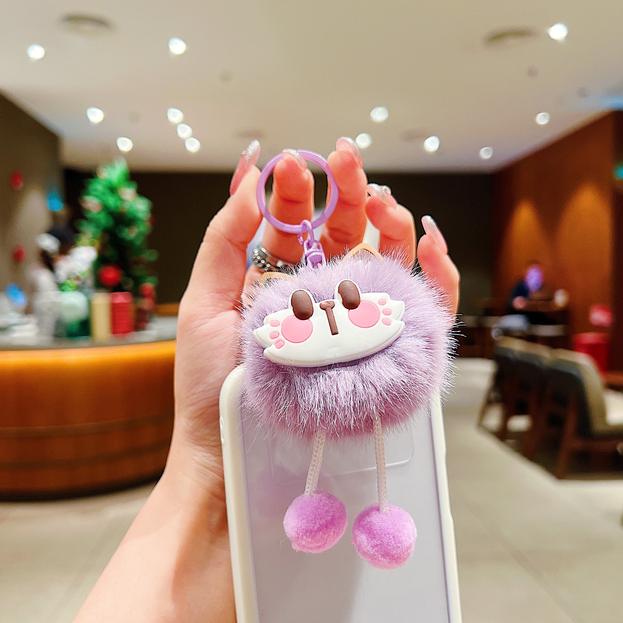 Purple Fluffy Cat Charm