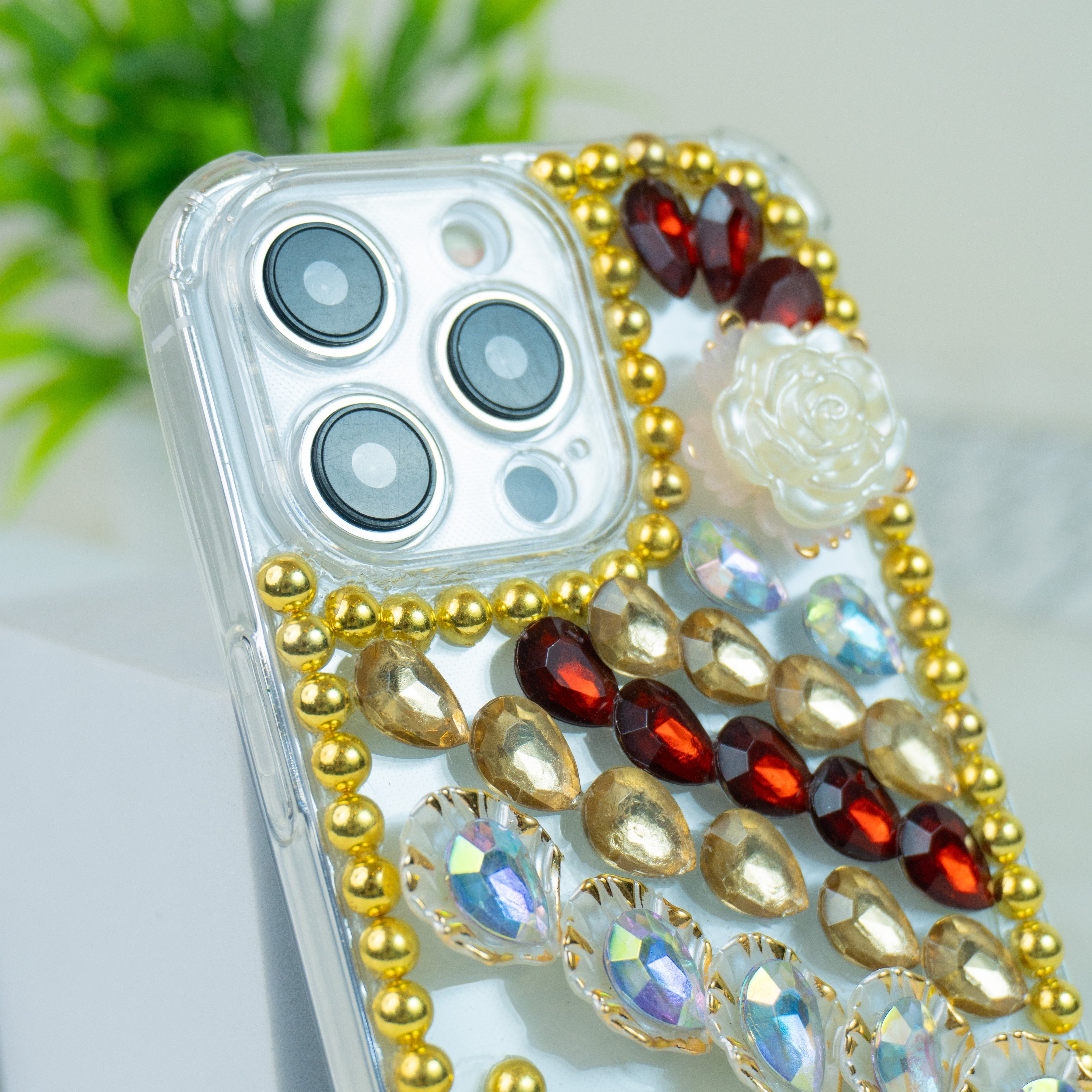 Red-Gold Diamond Silicon Phone Cases