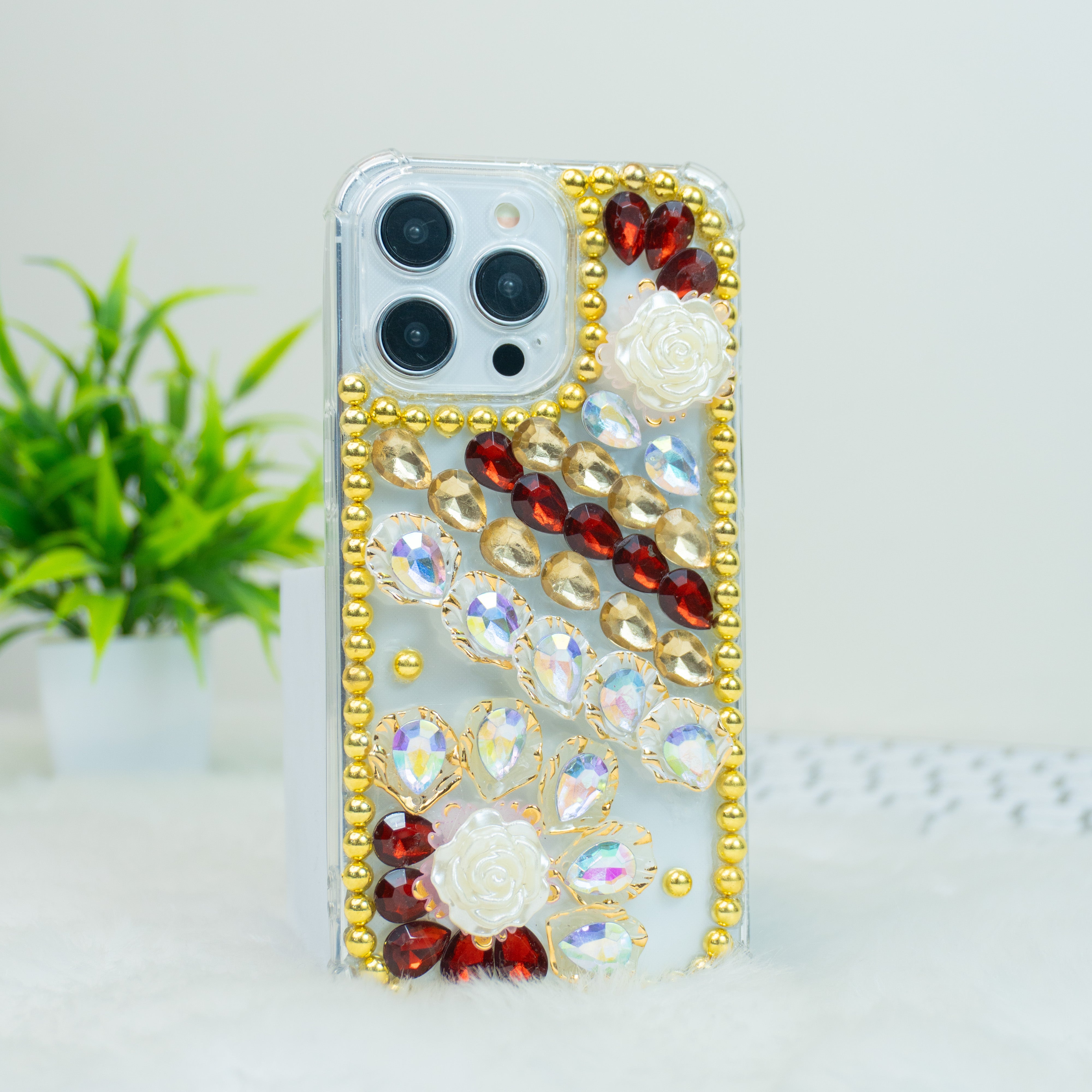 Red-Gold Diamond Silicon Phone Cases