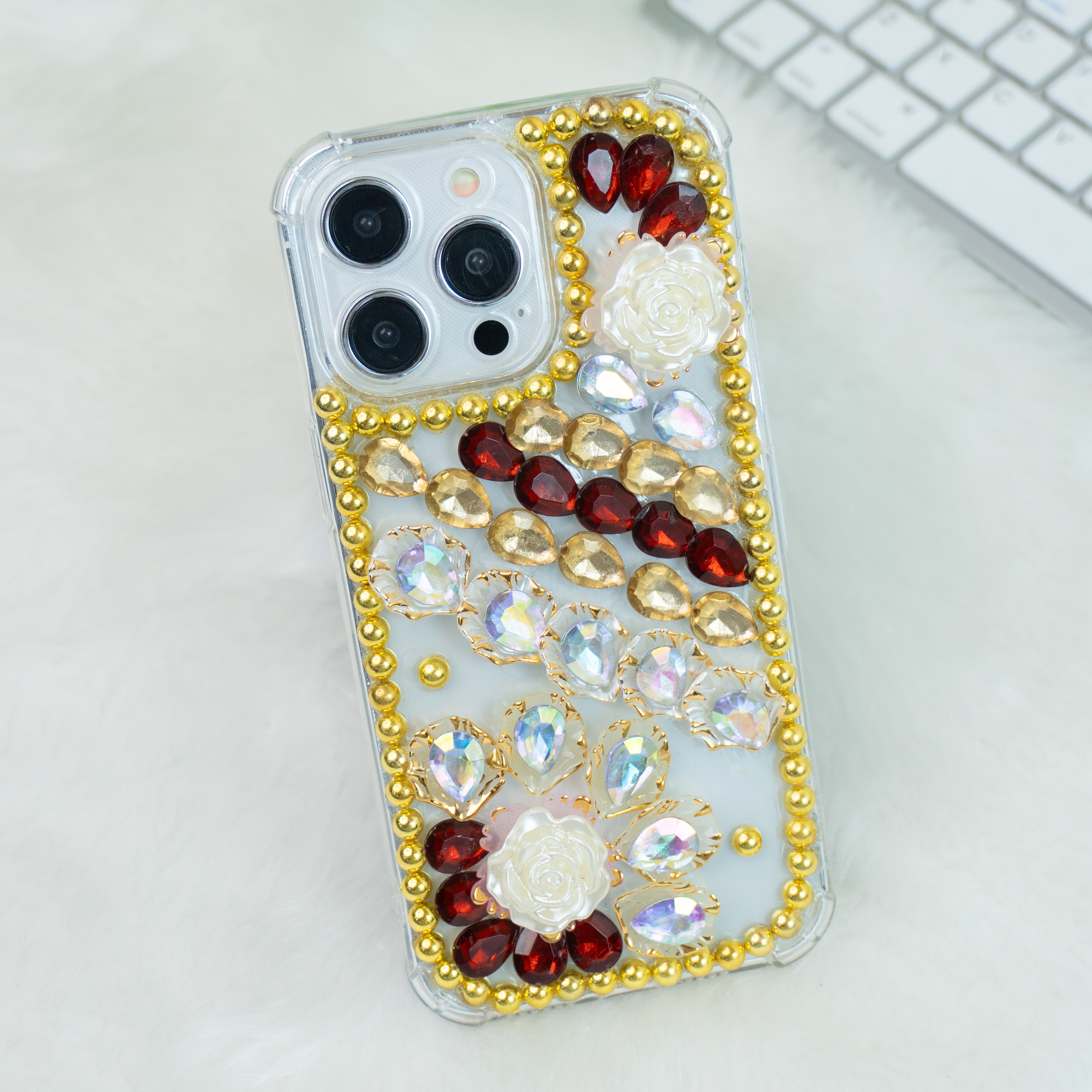 Red-Gold Diamond Silicon Phone Cases