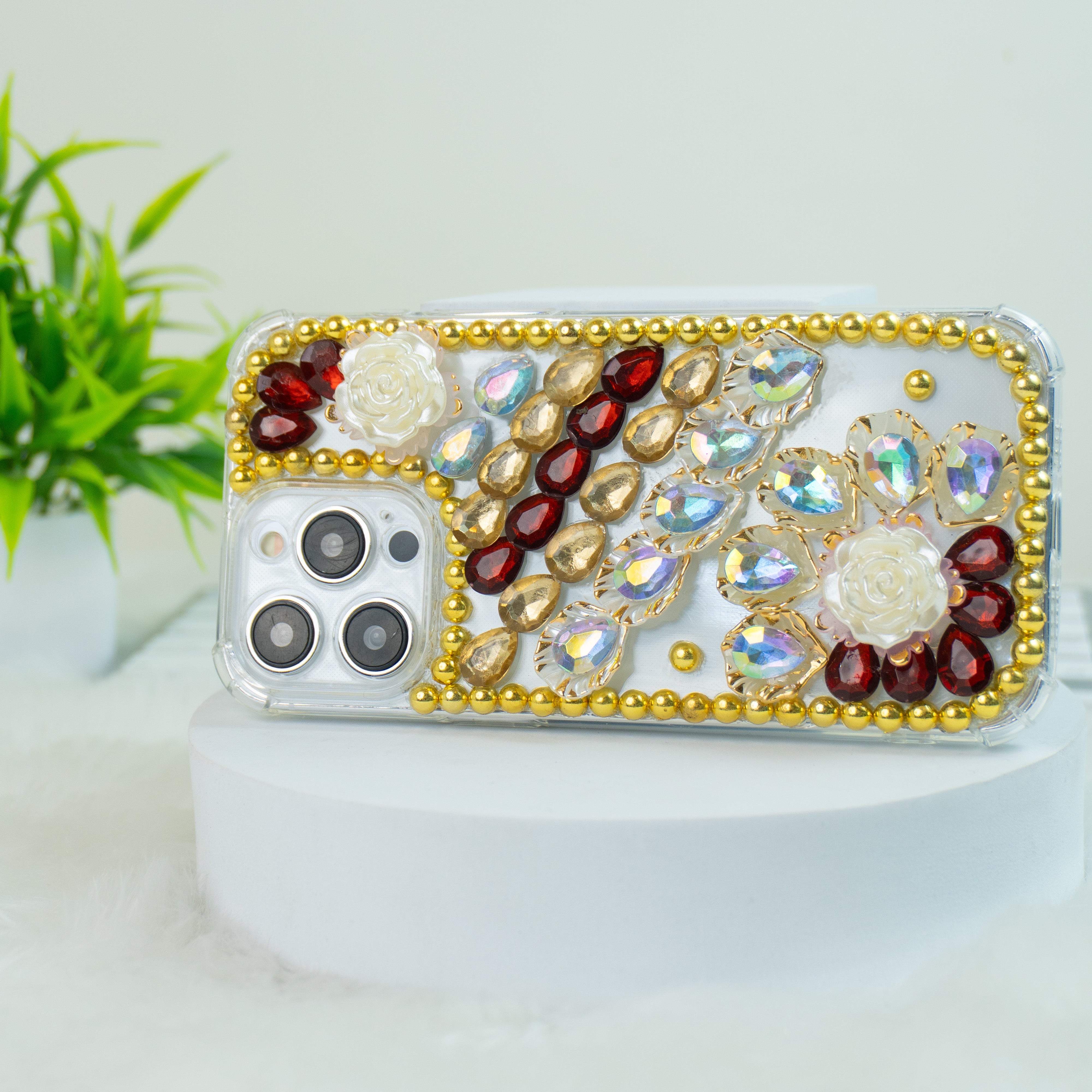 Red-Gold Diamond Silicon Phone Cases