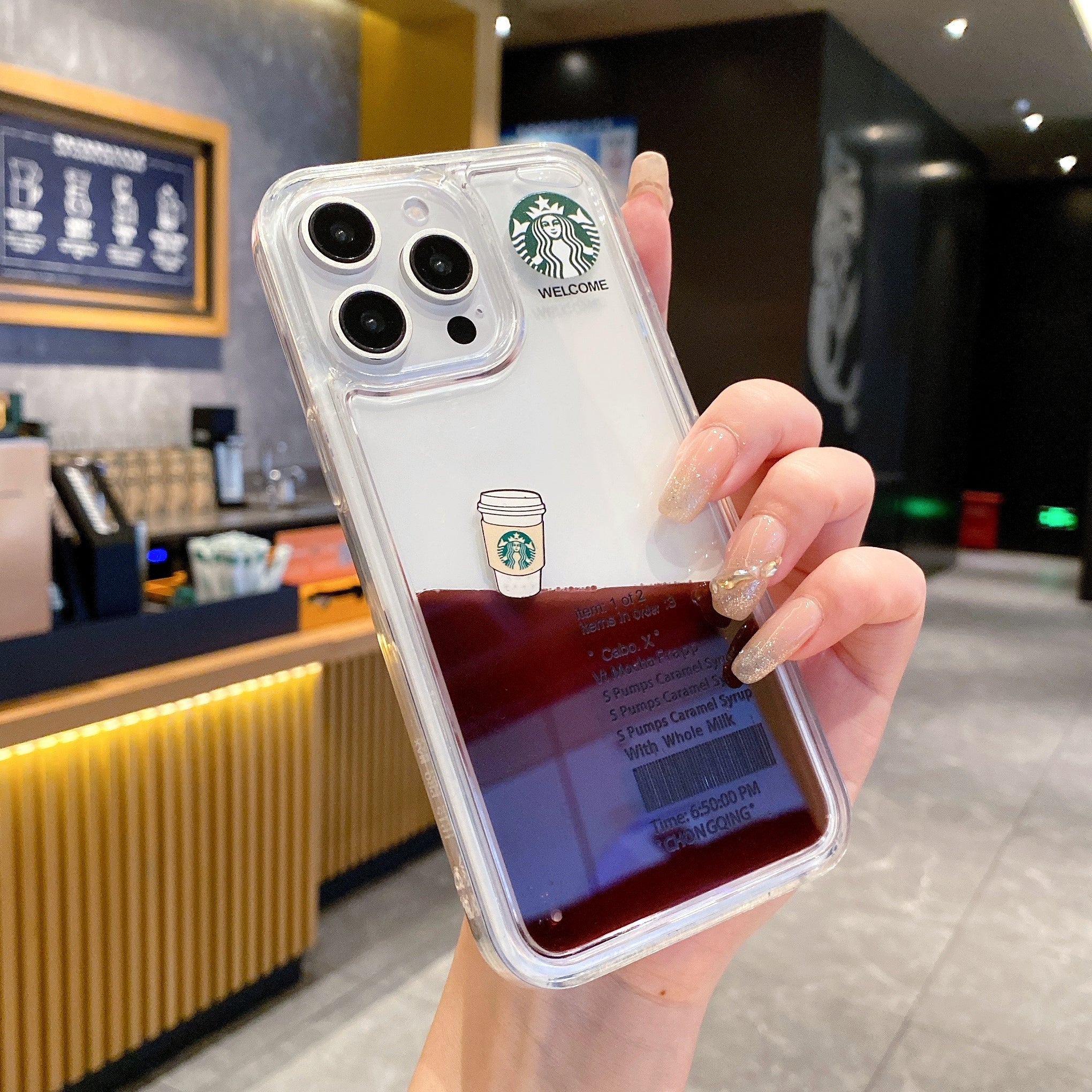 Starbcuks Liquid Coffee Floating Cup Silicon Phone Cases