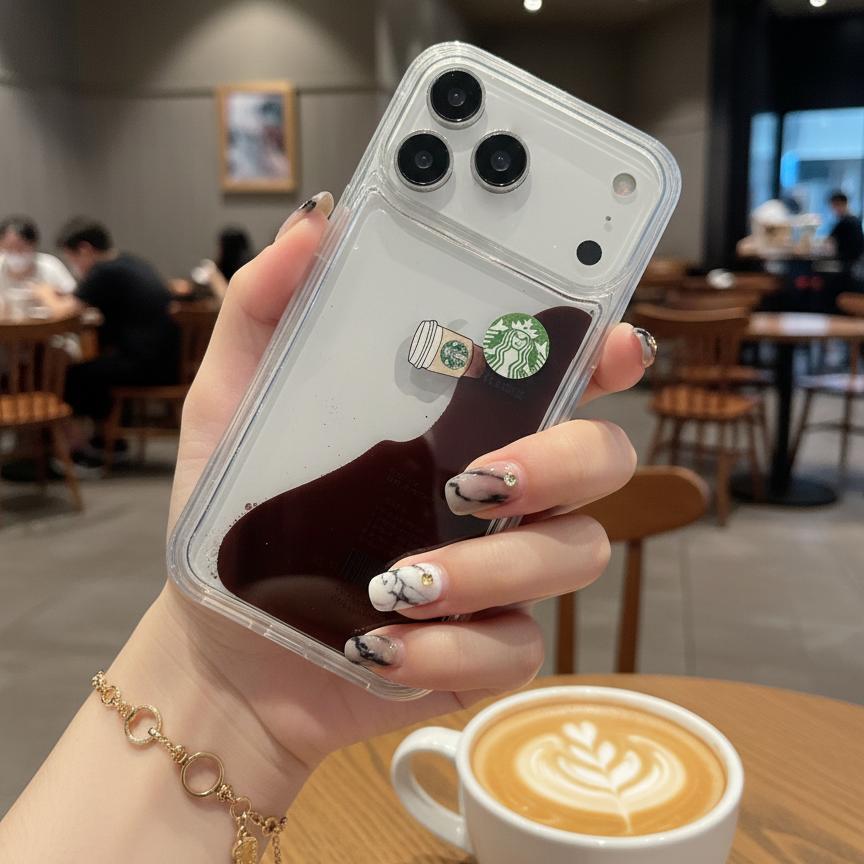 Starbcuks Liquid Coffee Floating Cup Silicon Phone Cases