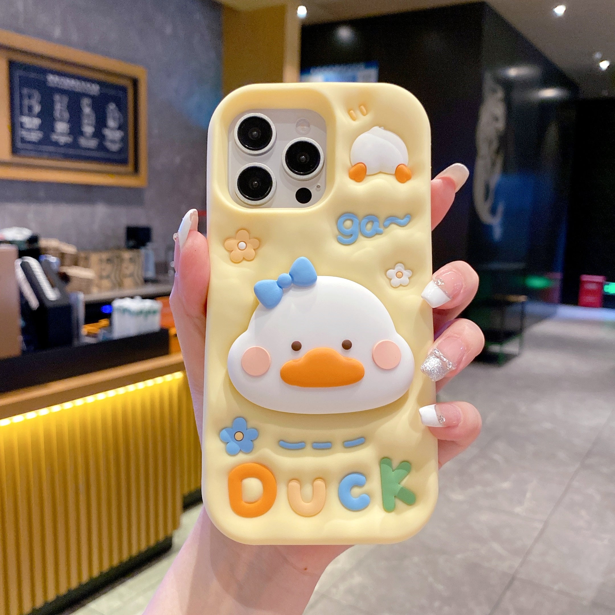 Yellow Duck With Holder Silicon Phone Cases