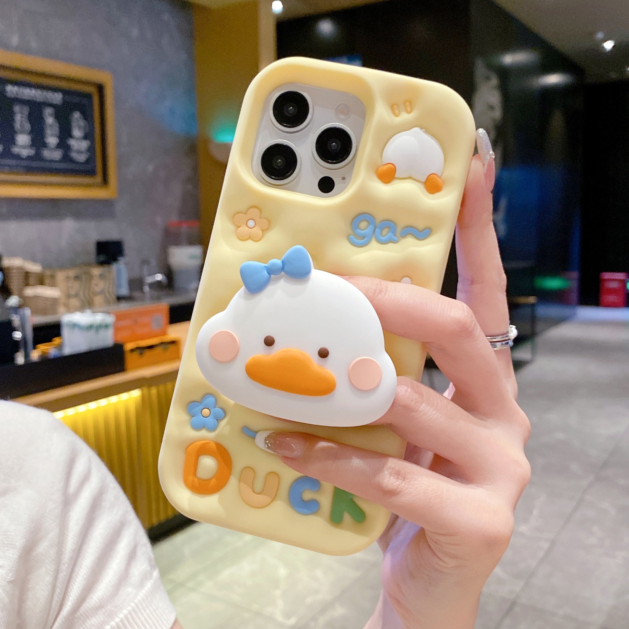 Yellow Duck With Holder Silicon Phone Cases