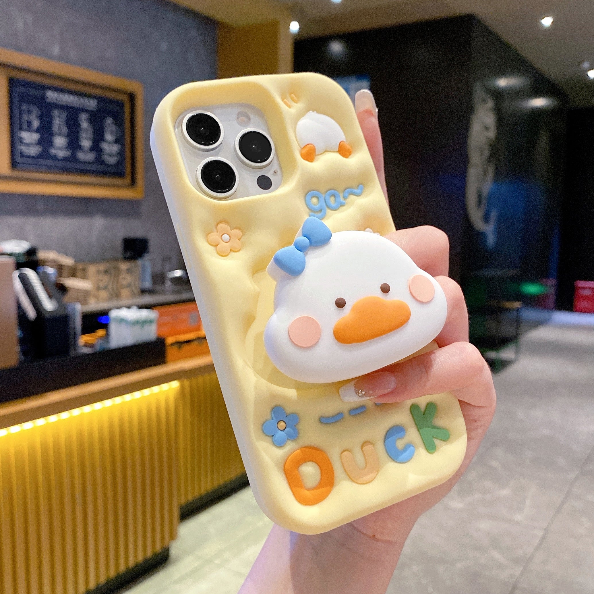 Yellow Duck With Holder Silicon Phone Cases