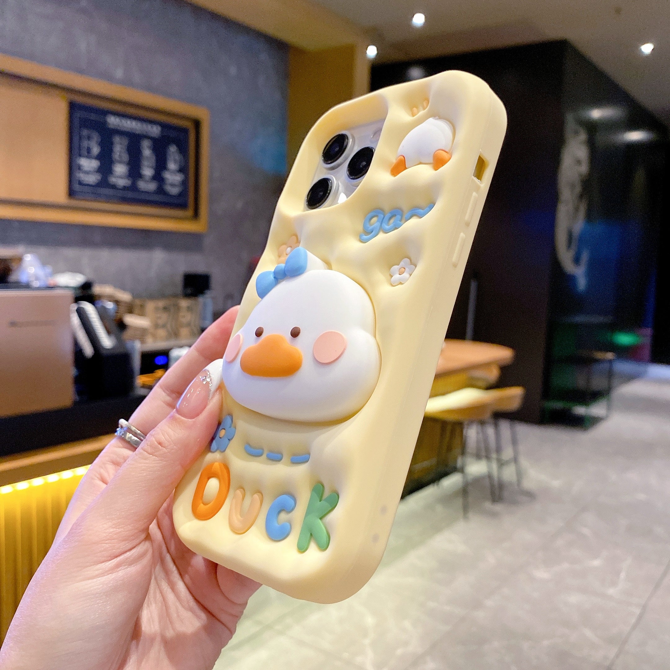 Yellow Duck With Holder Silicon Phone Cases