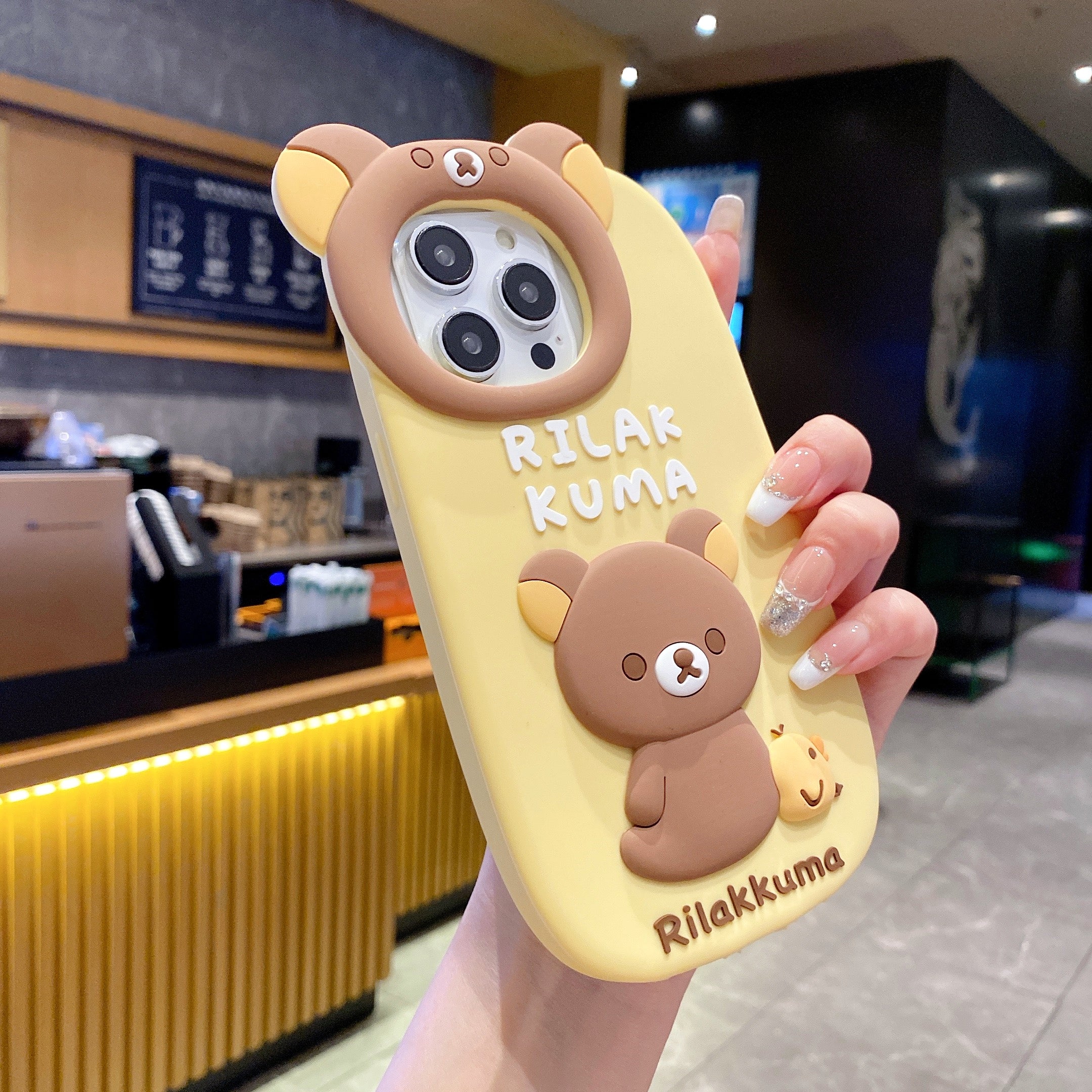 Yellow Lovely Chik Rilakkuma Bear Lens Frame Silicon Phone Cases