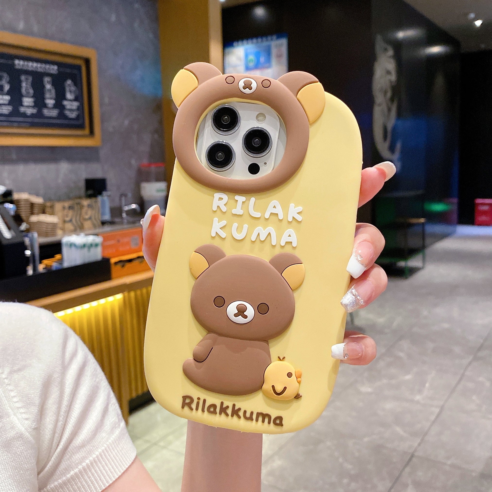 Yellow Lovely Chik Rilakkuma Bear Lens Frame Silicon Phone Cases