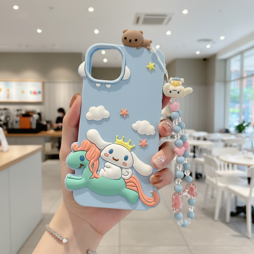 Cute 3D Unicorn Lanyard Silicone Phone Case