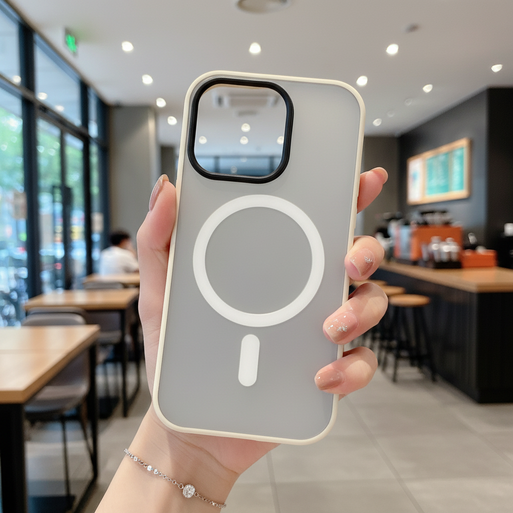Black Fog With White MagSafe Ring Silicone Case