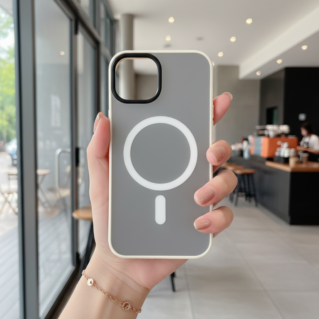 Black Fog With White MagSafe Ring Silicone Case