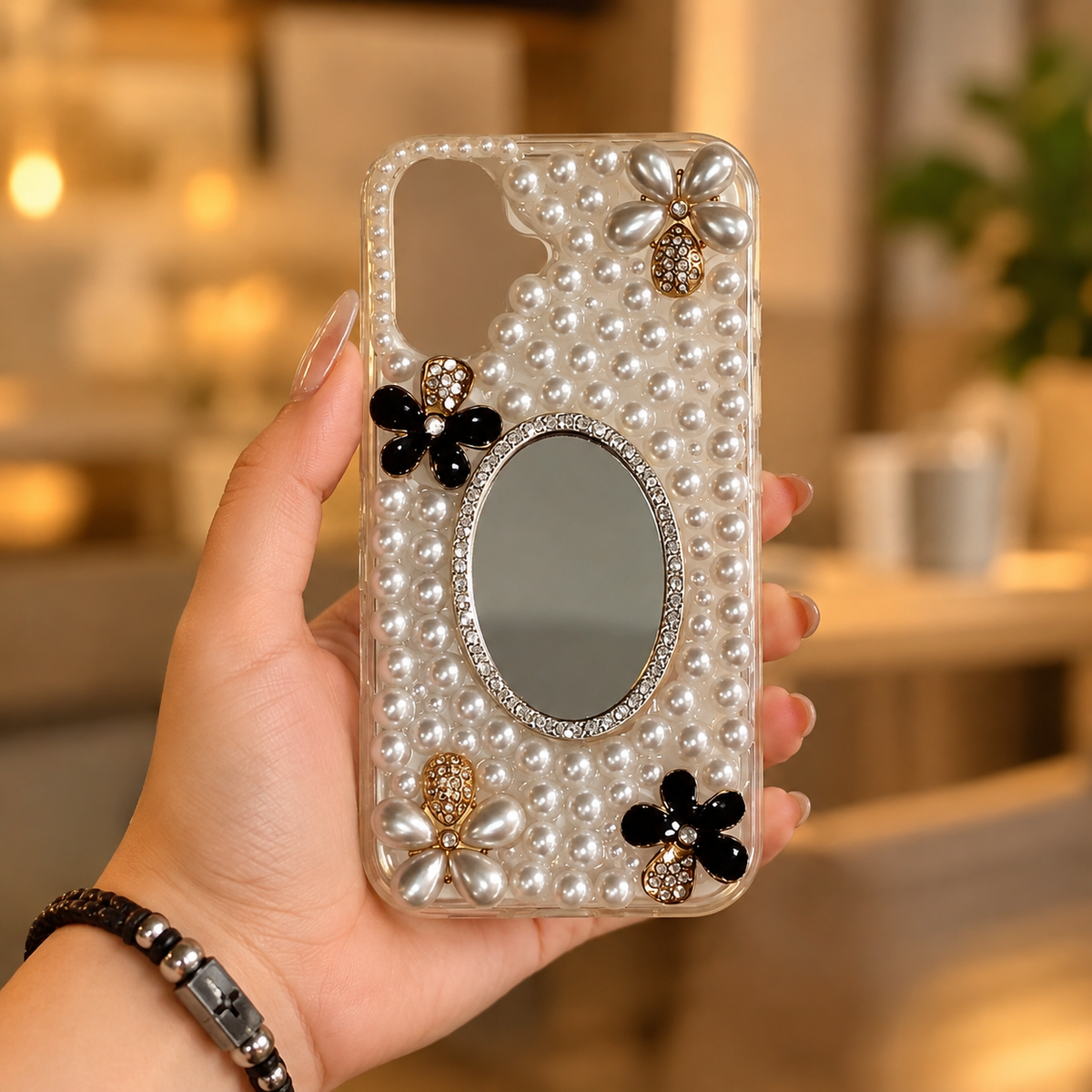 Pearl With Mirror Silicon Phone Case