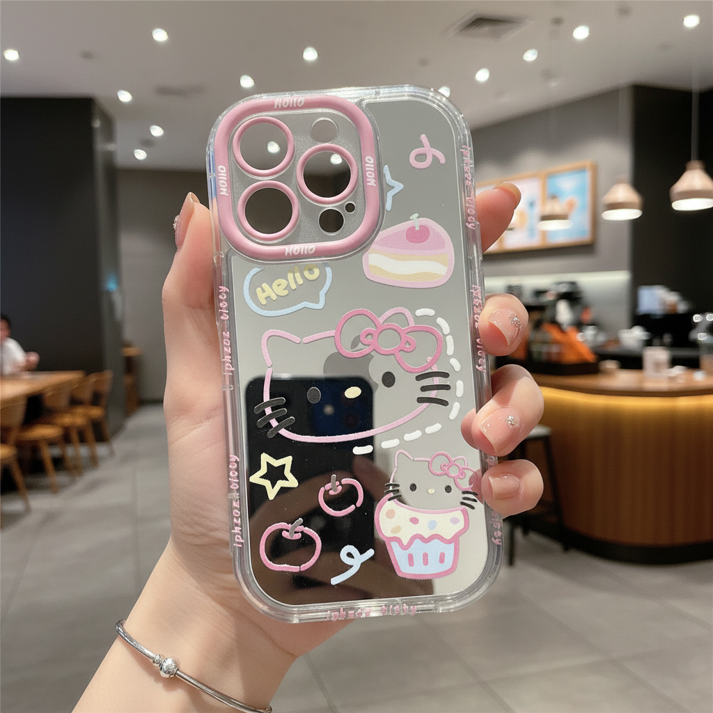 Lovely Hello Kitty Mirror Silicon Phone Cases