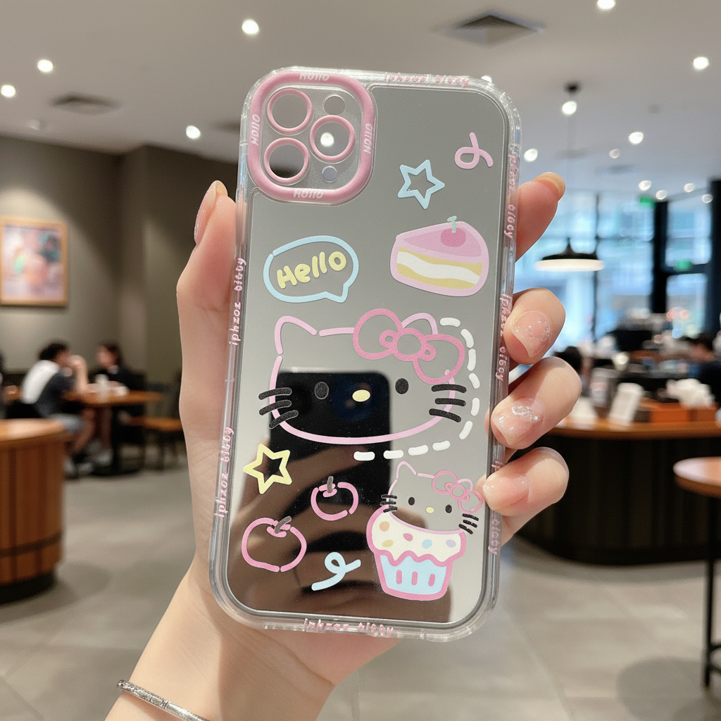 Lovely Hello Kitty Mirror Silicon Phone Cases