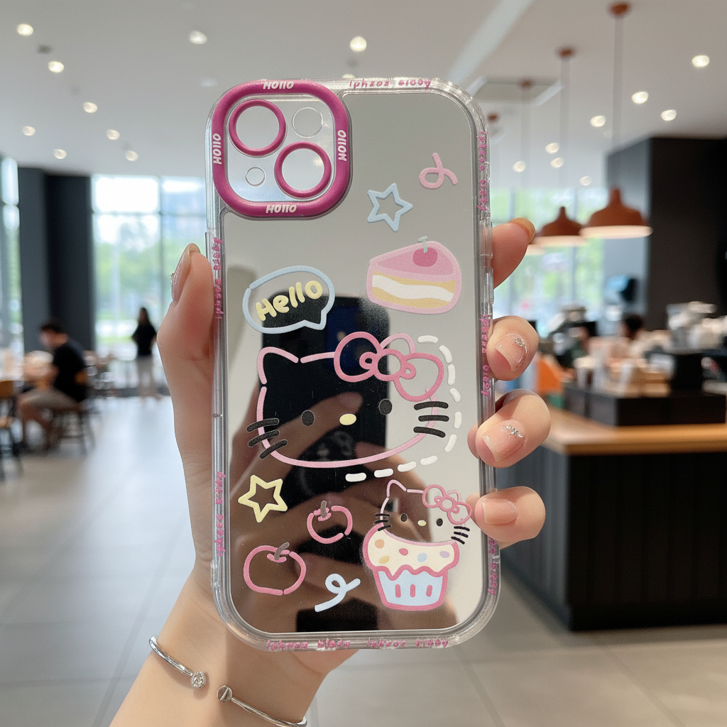 Lovely Hello Kitty Mirror Silicon Phone Cases