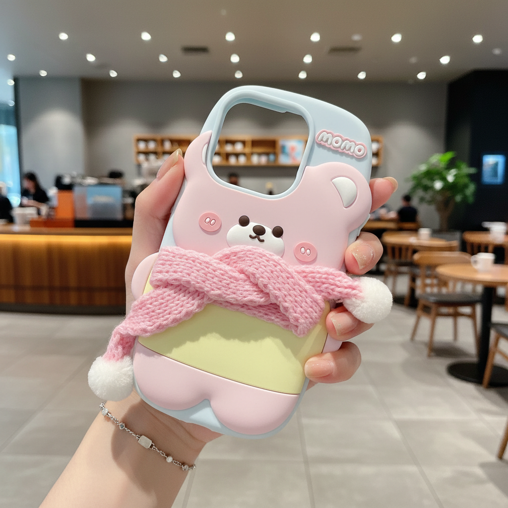 Cute Bear With Scarf - Phone Case For iPhone 15 Pro