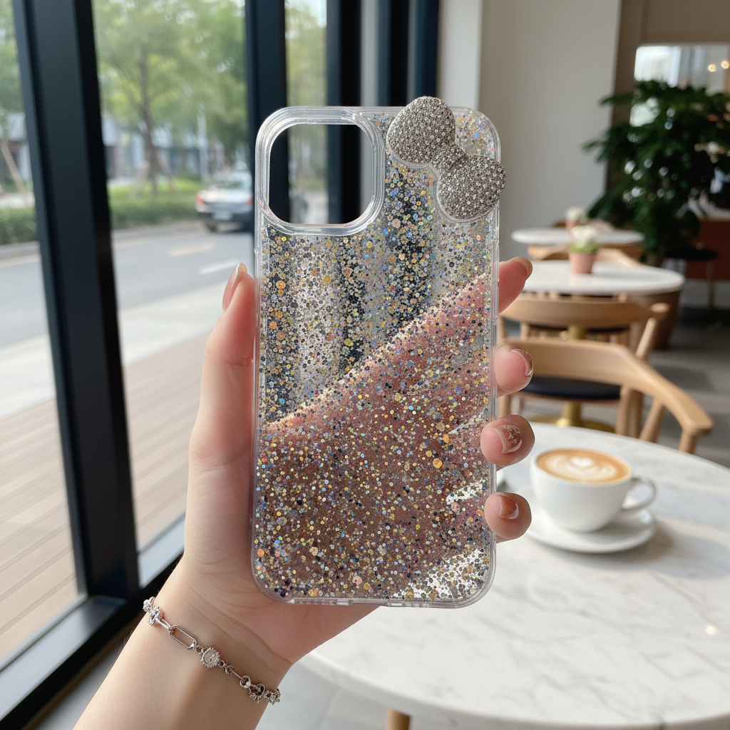 Moonlight Bow Diamond Glow Silicone Phone Case