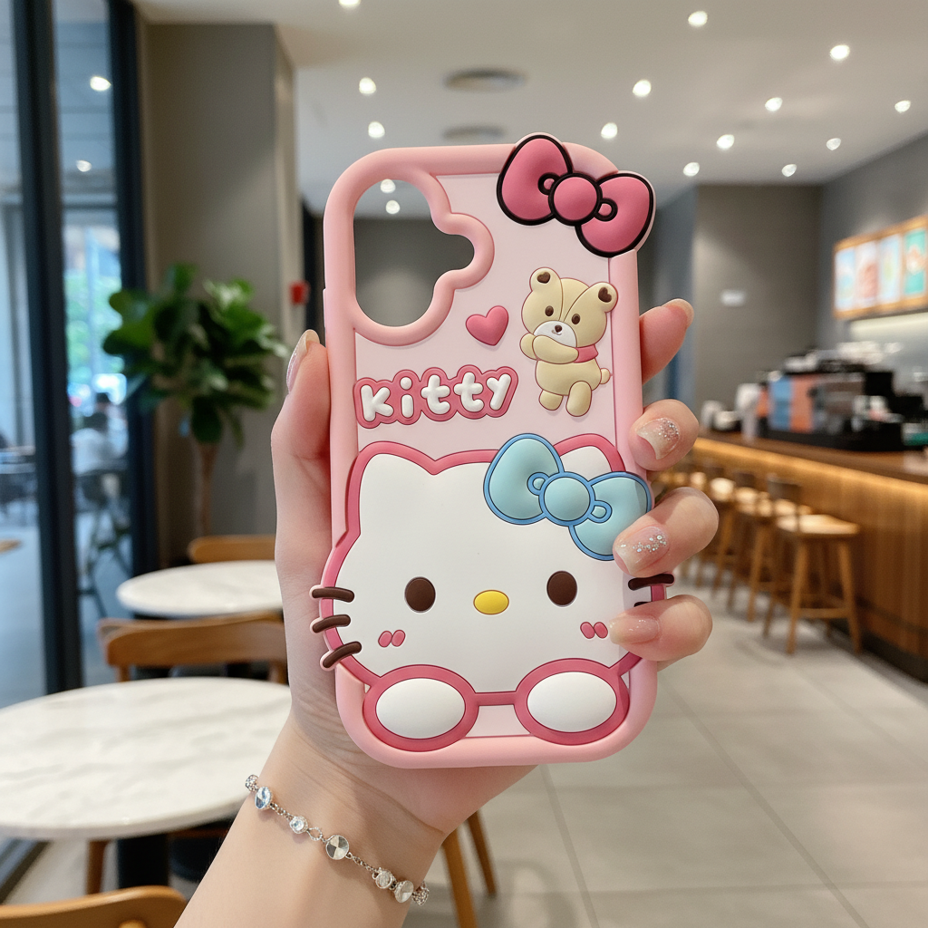Bow Bear Kitty Silicon Phone Case