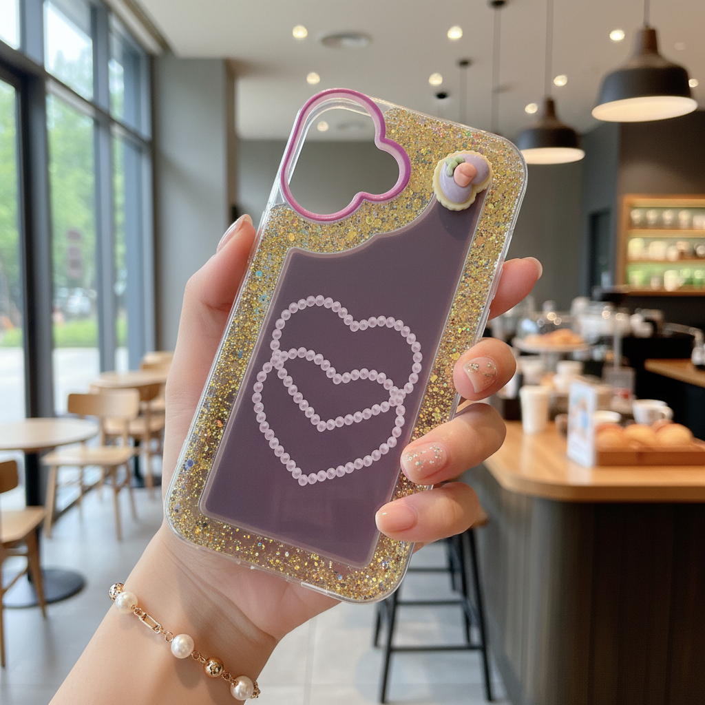 Pink Glitter Diamond Heart - Phone Case For iPhone 16