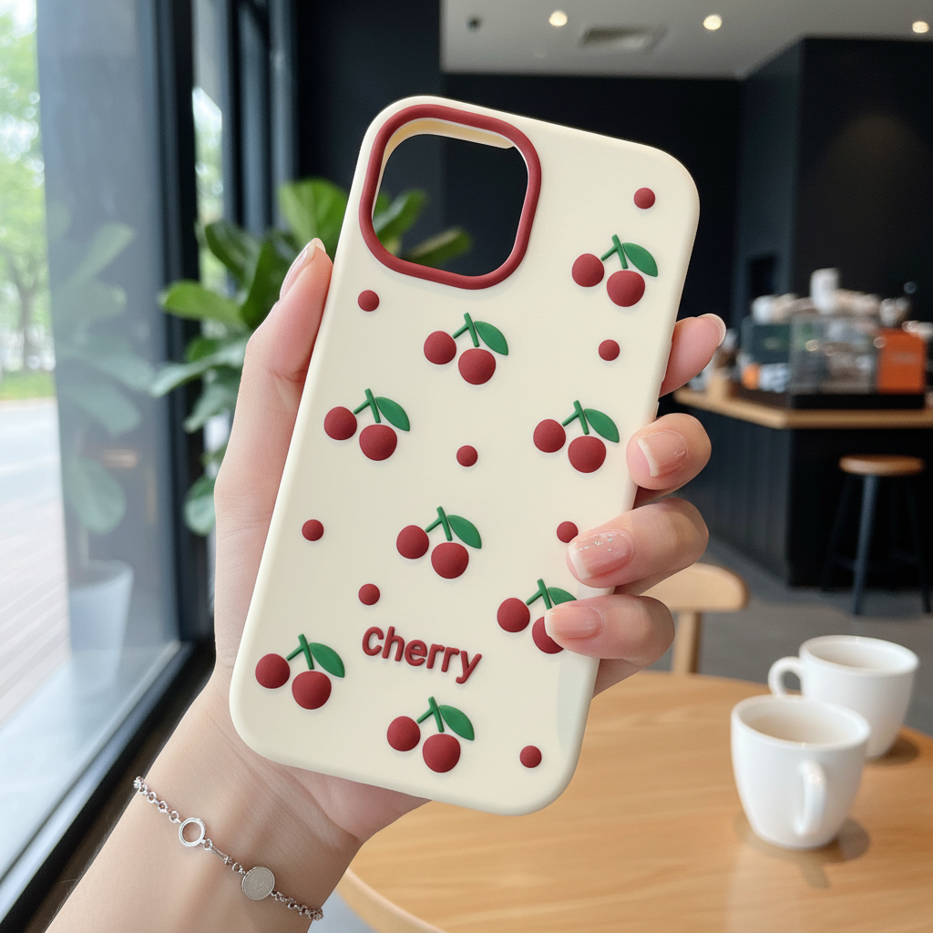 Cherry Bracket Soft Silicone Phone Case 
