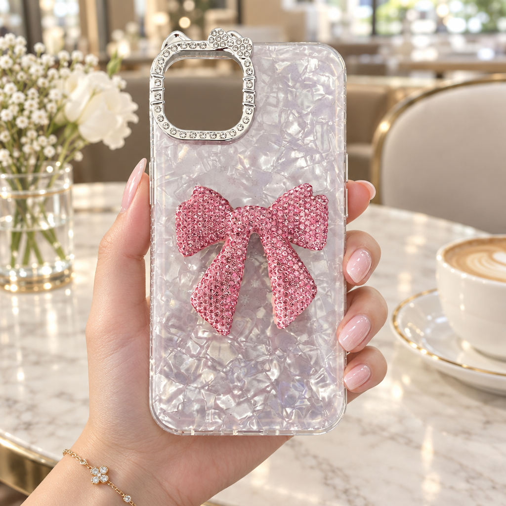 Luxury Bow Bling Case - Pink - Phone Case For iPhone 13