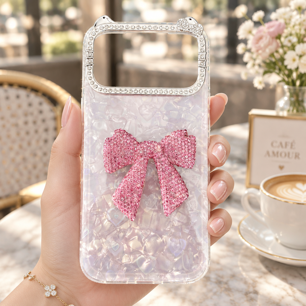 Luxury Bow Bling Case - Pink - Phone Case For iPhone 17 Pro