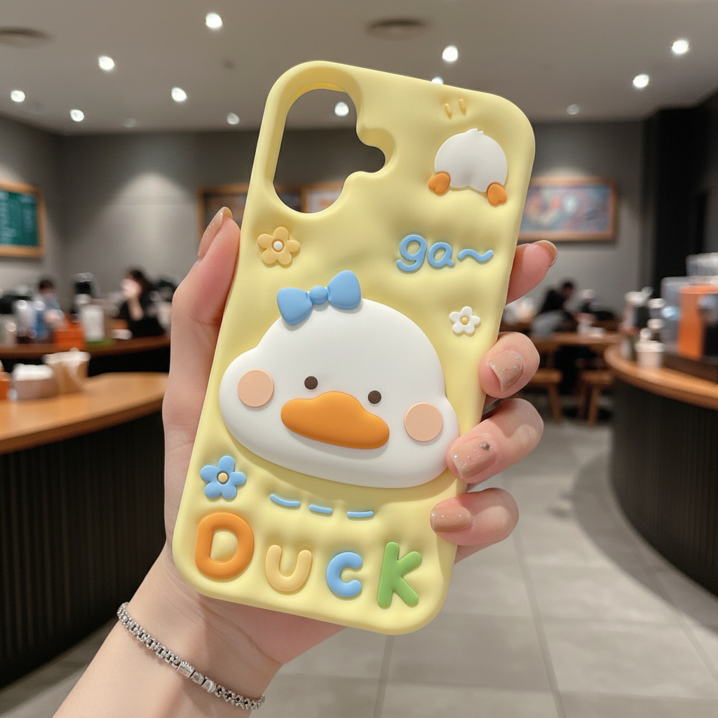 Yellow Duck With Holder Silicon Phone Cases