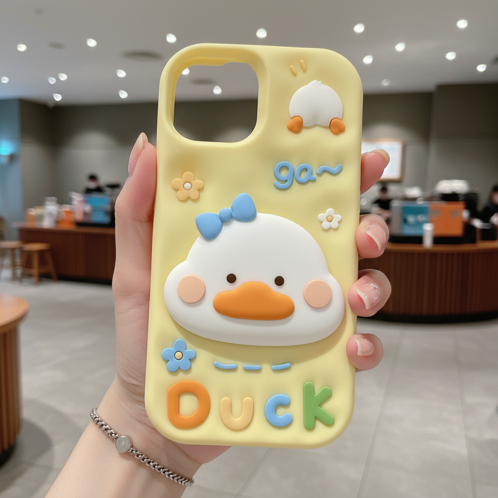 Yellow Duck With Holder Silicon Phone Cases