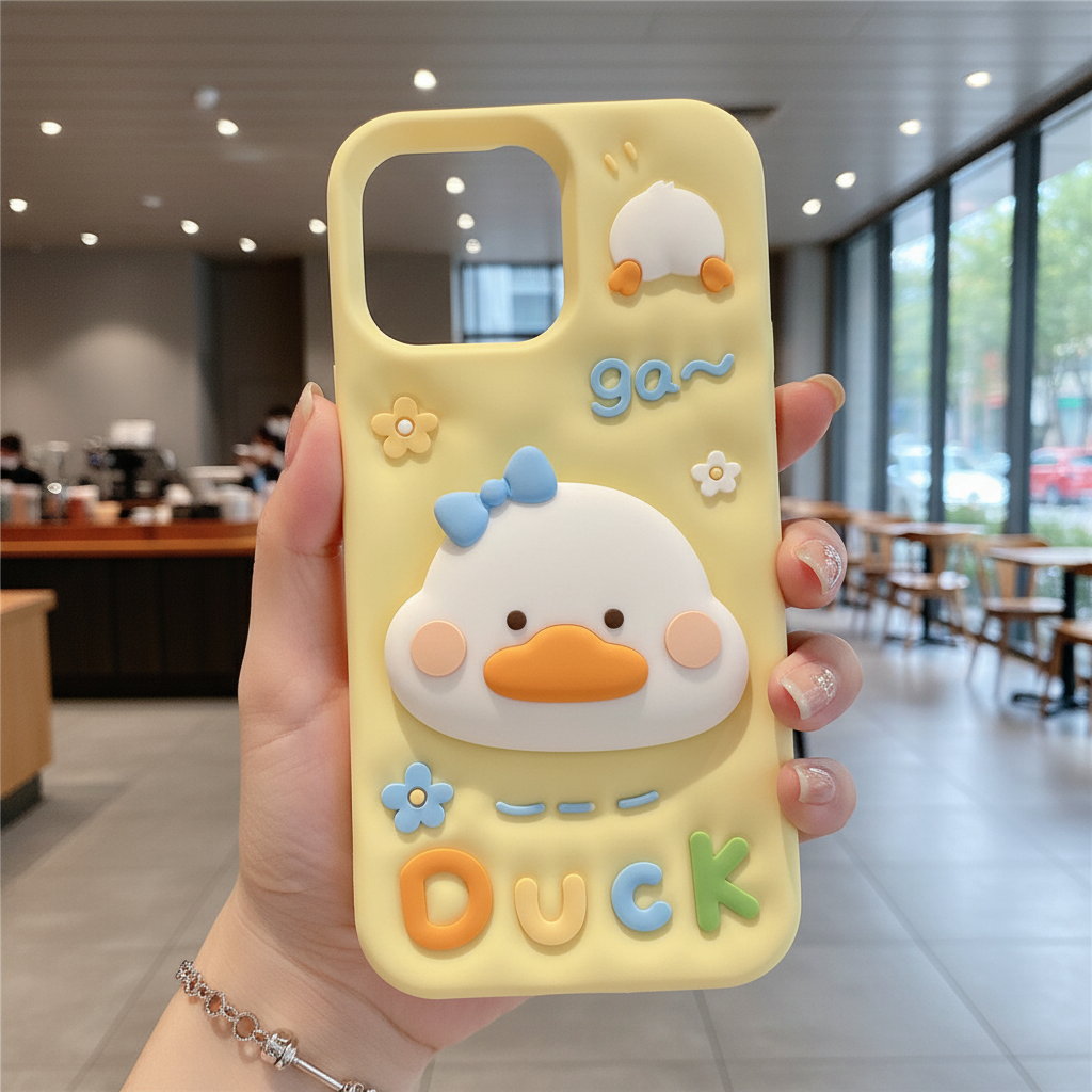 Yellow Duck With Holder Silicon Phone Cases